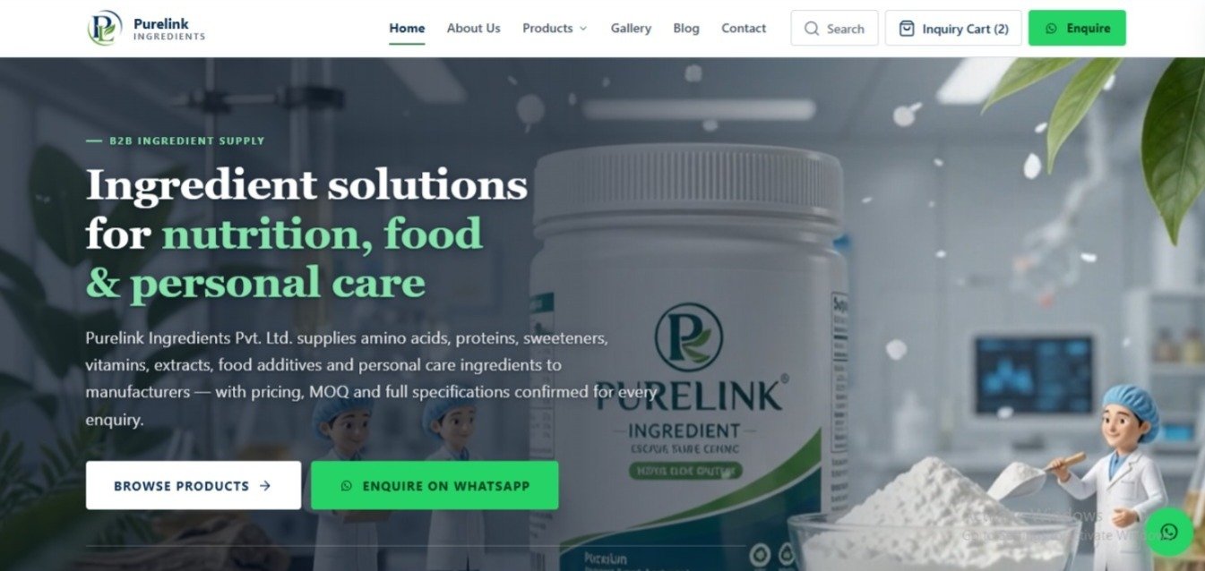 Purelink Ingredients website