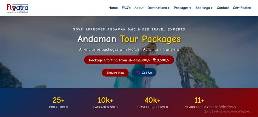 Flyyatra Holidays website