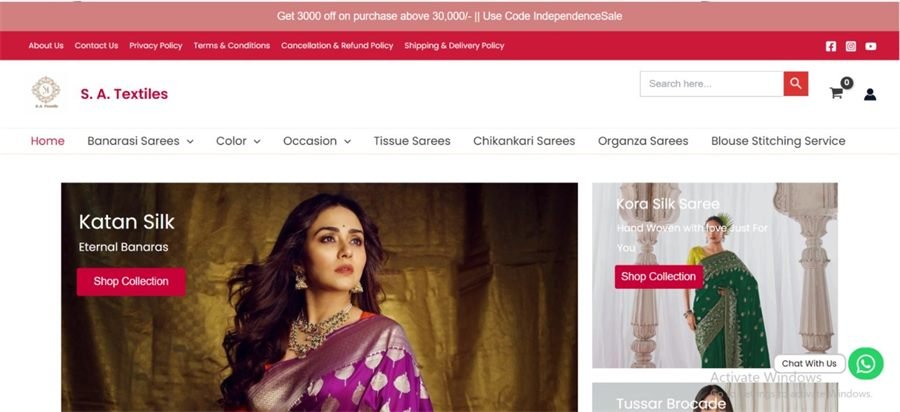 S. A. Textiles website
